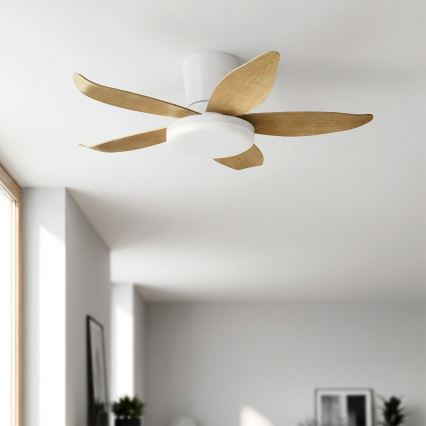 Brilagi - Dimmbarer LED-Deckenventilator LED/32W/230V 3000-6500K Ø 95 cm weiß/braun + Fernbedienung