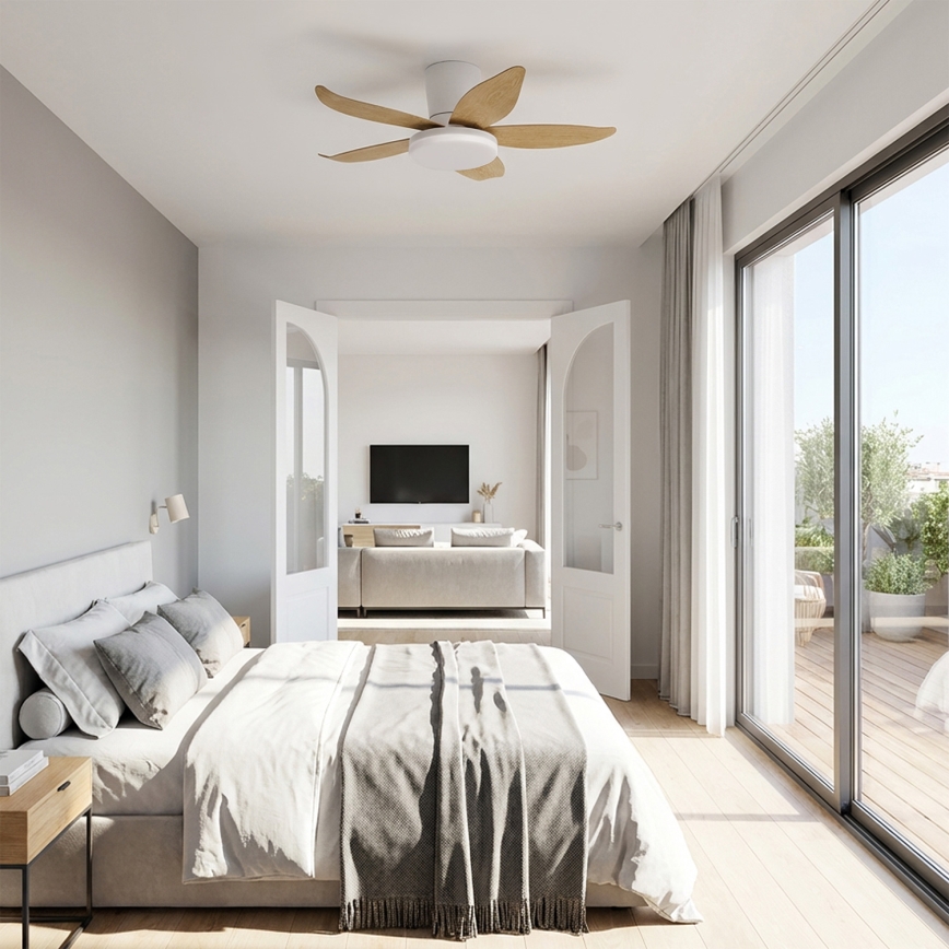 Brilagi - Dimmbarer LED-Deckenventilator LED/32W/230V 3000-6500K Ø 95 cm weiß/braun + Fernbedienung
