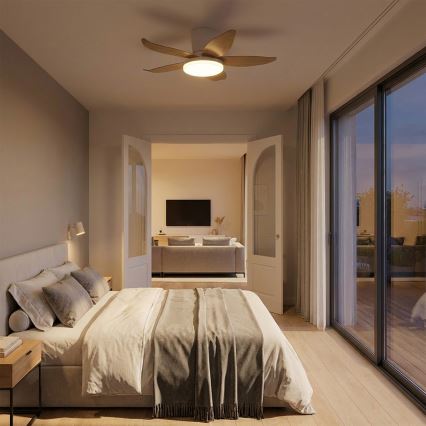Brilagi - Dimmbarer LED-Deckenventilator LED/32W/230V 3000-6500K Ø 95 cm weiß/braun + Fernbedienung