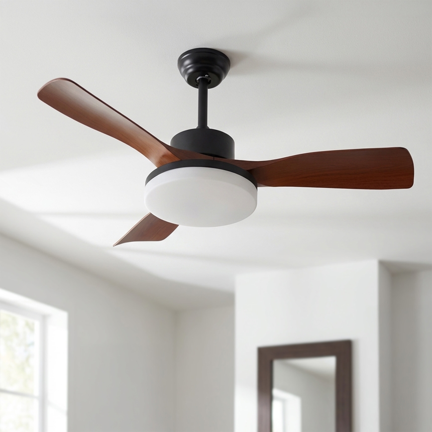 Brilagi - LED dimmbarer Deckenventilator LED/34W/230V 106 cm schwarz/braun + Fernbedienung