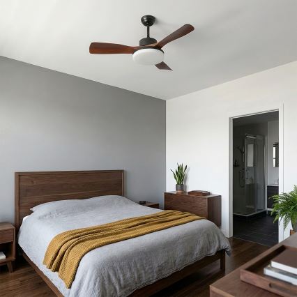 Brilagi - LED dimmbarer Deckenventilator LED/34W/230V 106 cm schwarz/braun + Fernbedienung