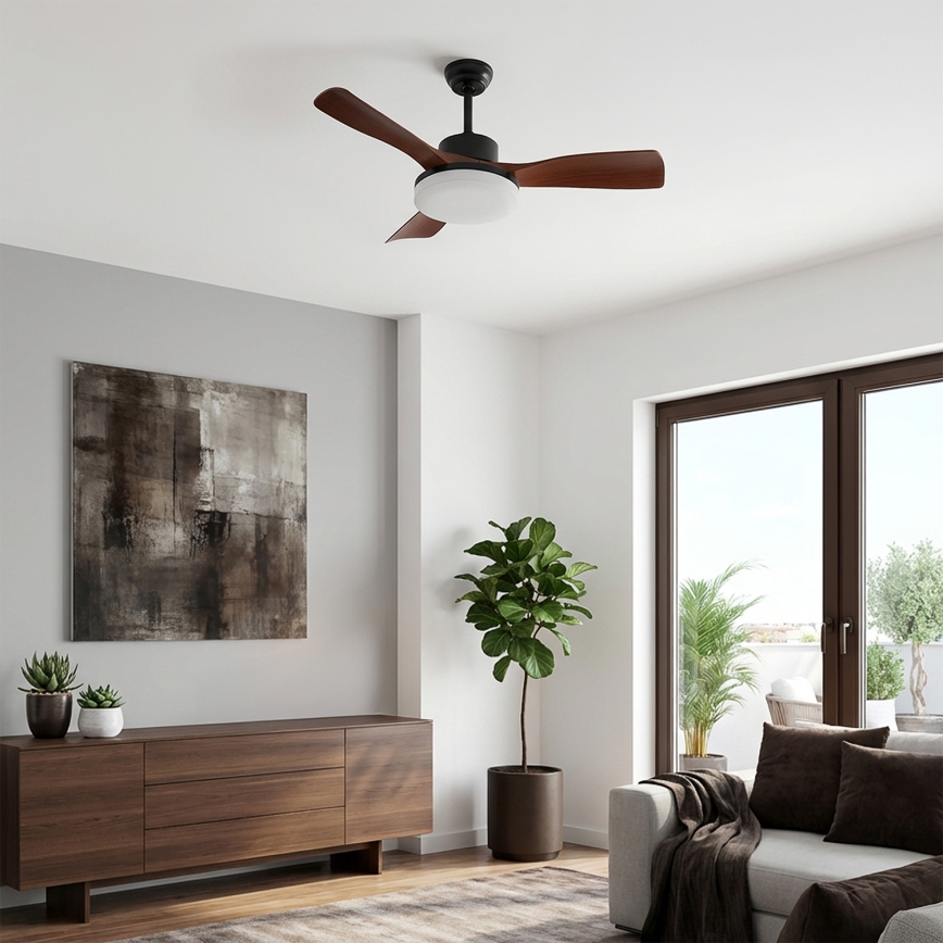 Brilagi - LED dimmbarer Deckenventilator LED/34W/230V 106 cm schwarz/braun + Fernbedienung