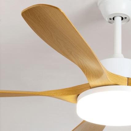 Brilagi - LED-dimmbarer Deckenventilator, 34 W/230 V, 3000–6500 K, Ø 132 cm, weiß/braun + Fernbedienung