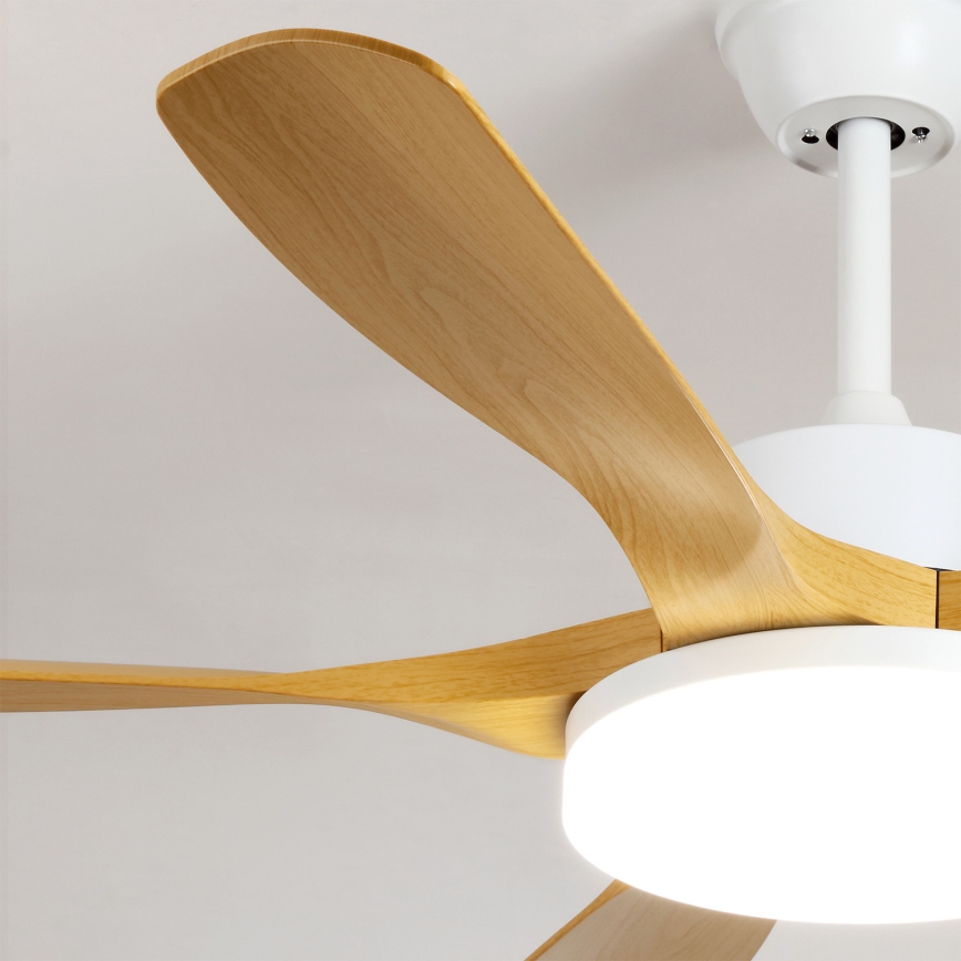 Brilagi - LED-dimmbarer Deckenventilator, 34 W/230 V, 3000–6500 K, Ø 132 cm, weiß/braun + Fernbedienung