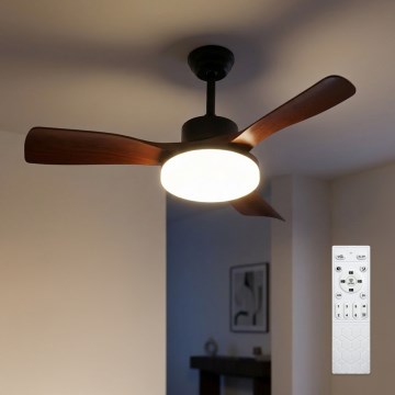 Brilagi - dimmbarer LED-Deckenventilator LED/34W/230V 3000–6500K Ø 106 cm schwarz/braun + Fernbedienung