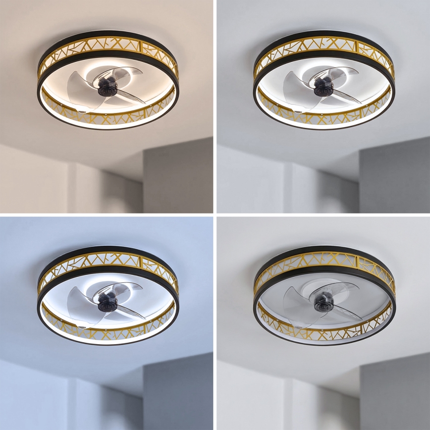 Brilagi - LED dimmbarer Deckenventilator LED/34W/230V 3000-6500K Ø 50 cm schwarz/gold + Fernbedienung