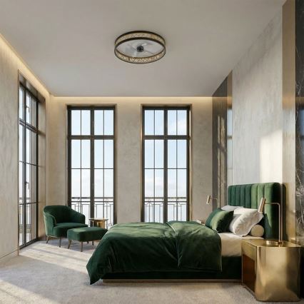 Brilagi - LED dimmbarer Deckenventilator LED/34W/230V 3000-6500K Ø 50 cm schwarz/gold + Fernbedienung
