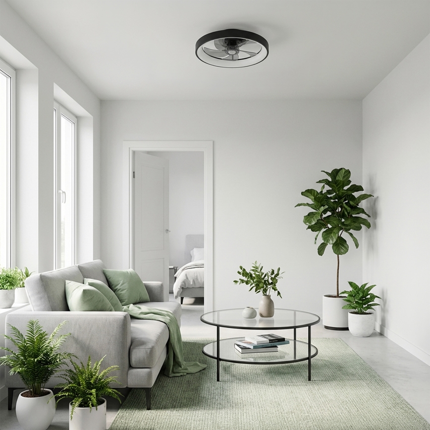 Brilagi - dimmbarer LED-Deckenventilator 34 W / 230 V, 3000-6500 K, Ø 50 cm, schwarz, mit Fernbedienung