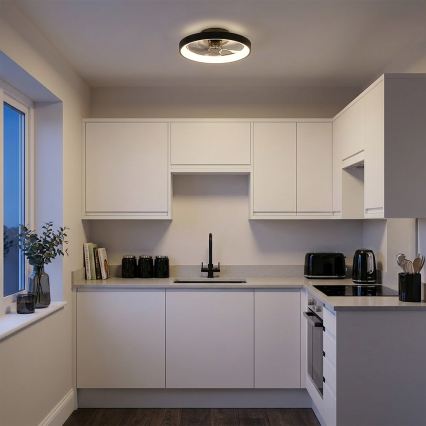 Brilagi - dimmbarer LED-Deckenventilator 34 W / 230 V, 3000-6500 K, Ø 50 cm, schwarz, mit Fernbedienung