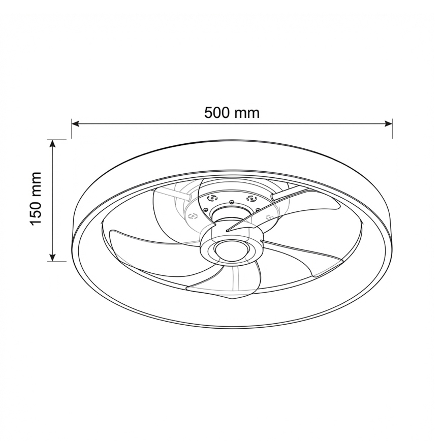Brilagi - dimmbarer LED-Deckenventilator 34 W / 230 V, 3000-6500 K, Ø 50 cm, schwarz, mit Fernbedienung