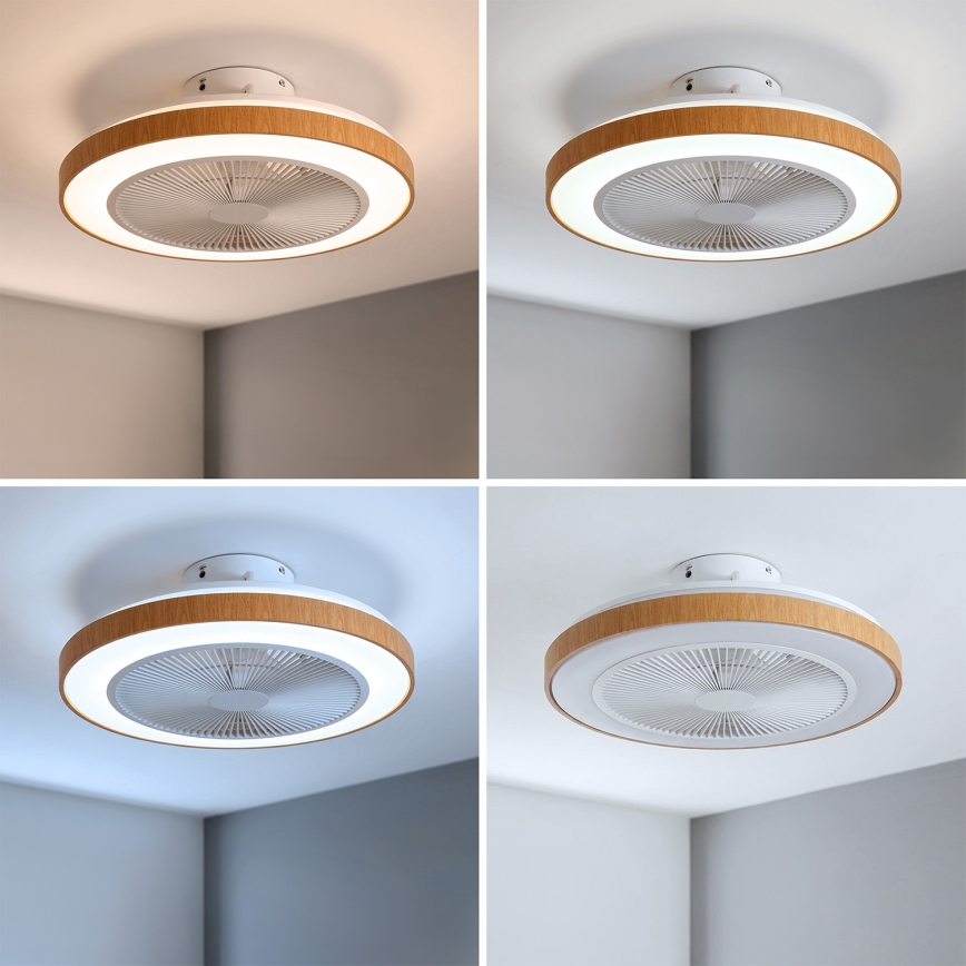 Brilagi - Dimmbarer LED-Deckenventilator LED/38W/230V 50 cm weiß/braun + Fernbedienung