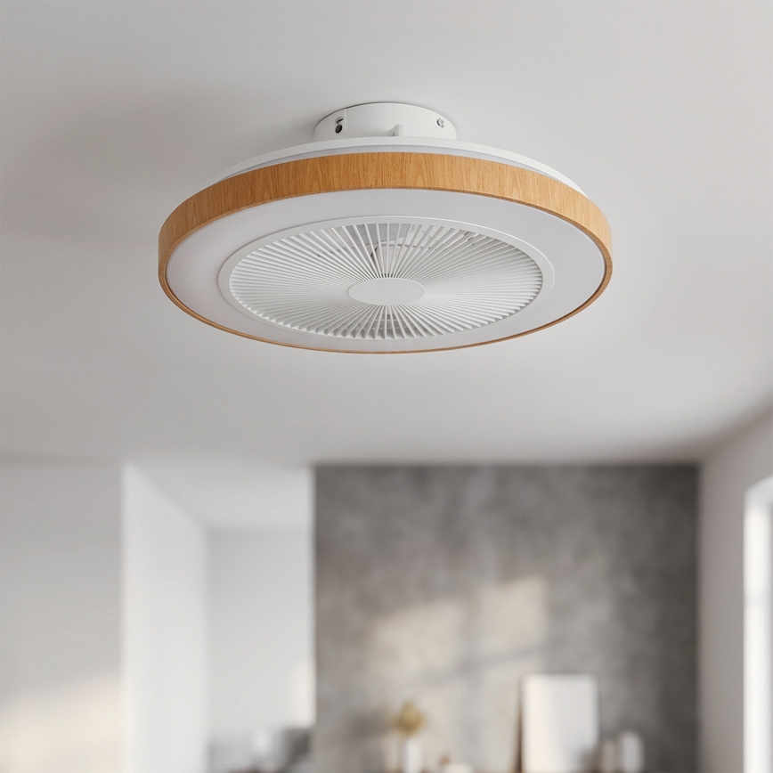 Brilagi - Dimmbarer LED-Deckenventilator LED/38W/230V 50 cm weiß/braun + Fernbedienung