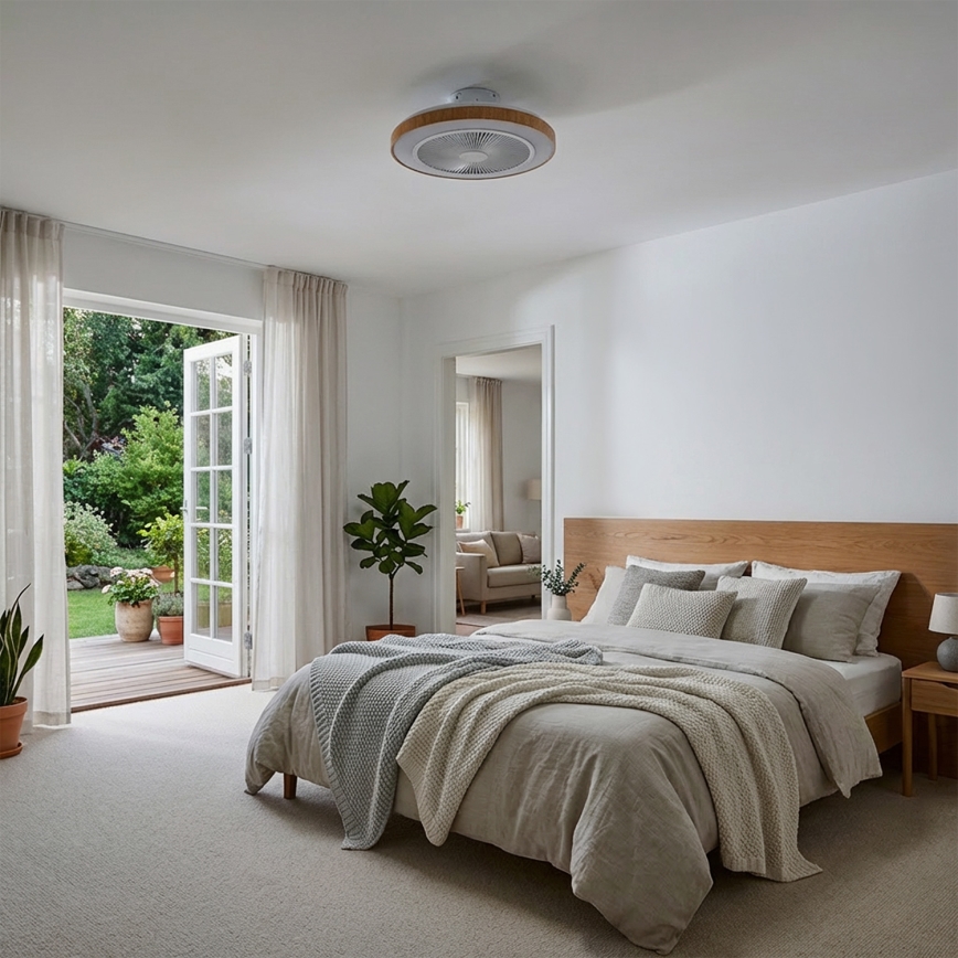 Brilagi - Dimmbarer LED-Deckenventilator LED/38W/230V 50 cm weiß/braun + Fernbedienung