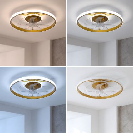 Brilagi - Dimmbarer LED-Deckenventilator LED/66W/230V 55 cm weiß/gold + Fernbedienung