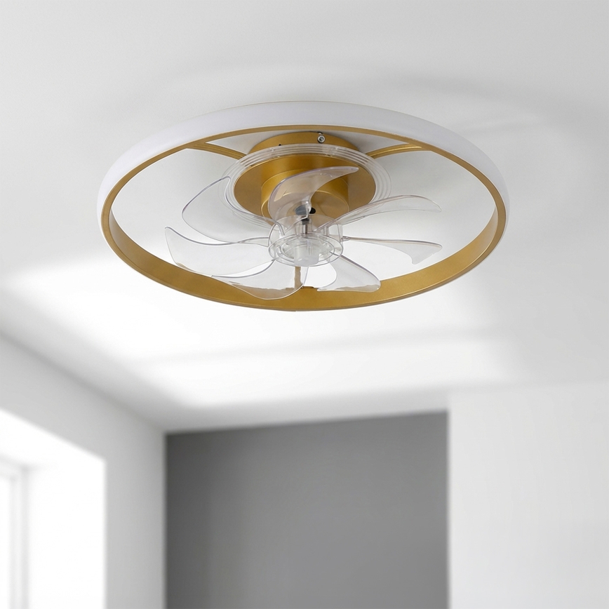 Brilagi - Dimmbarer LED-Deckenventilator LED/66W/230V 55 cm weiß/gold + Fernbedienung