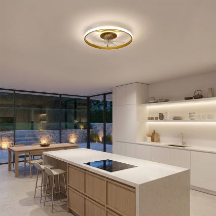 Brilagi - Dimmbarer LED-Deckenventilator LED/66W/230V 55 cm weiß/gold + Fernbedienung