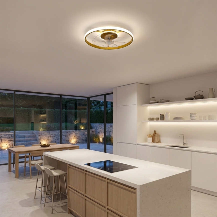 Brilagi - Dimmbarer LED-Deckenventilator LED/66W/230V 55 cm weiß/gold + Fernbedienung