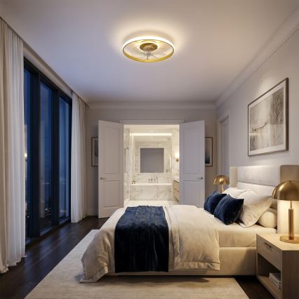 Brilagi - Dimmbarer LED-Deckenventilator LED/66W/230V 55 cm weiß/gold + Fernbedienung