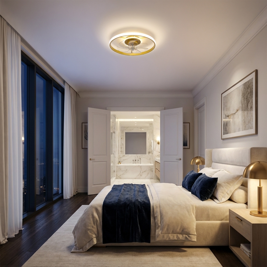 Brilagi - Dimmbarer LED-Deckenventilator LED/66W/230V 55 cm weiß/gold + Fernbedienung