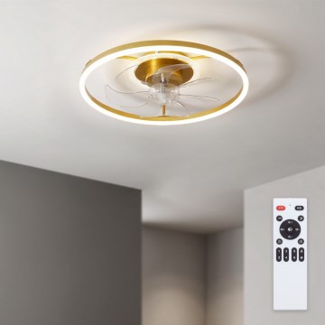Brilagi - Dimmbarer LED-Deckenventilator LED/66W/230V 55 cm weiß/gold + Fernbedienung