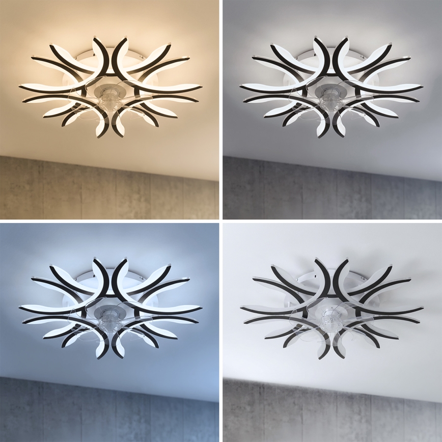 Brilagi - dimmbarer LED-Deckenventilator, 70 W / 230 V, 3000–6500 K, Ø 76 cm, schwarz + Fernbedienung