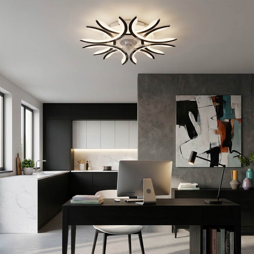 Brilagi - dimmbarer LED-Deckenventilator, 70 W / 230 V, 3000–6500 K, Ø 76 cm, schwarz + Fernbedienung