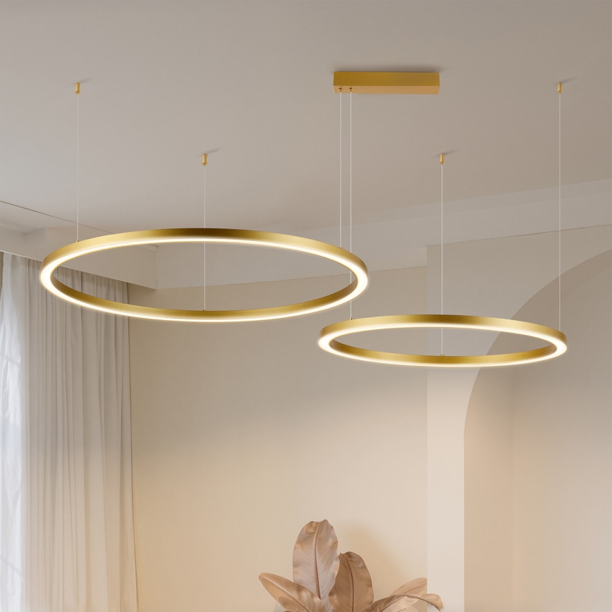 Brilagi - PORTOFINO LED dimmbare Hängeleuchte mit Seilaufhängung LED/98W/230V 3000-6000K goldfarben + Fernbedienung