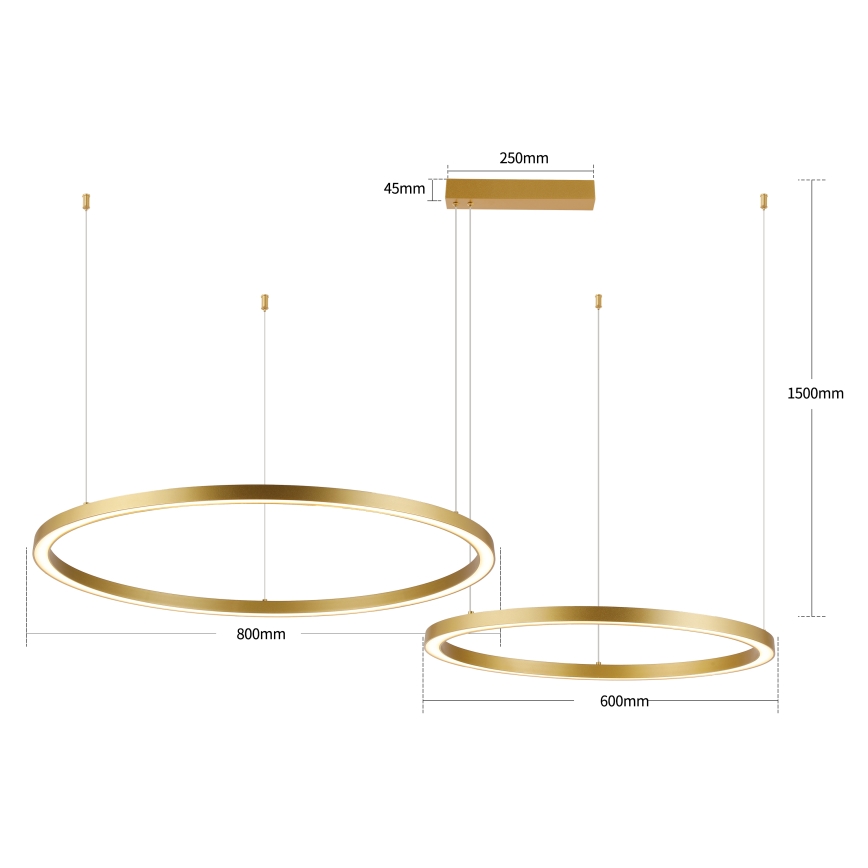 Brilagi - PORTOFINO LED dimmbare Hängeleuchte mit Seilaufhängung LED/98W/230V 3000-6000K goldfarben + Fernbedienung