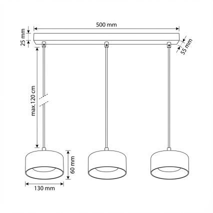 BRILAGI - LED RGB+CCT dimmbare Hängeleuchte mit Kabelaufhängung AURA LUX 3xGX53/14W/230V 2700-6500K Wi-Fi Tuya schwarz/rauchglas