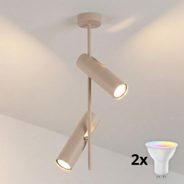 BRILAGI - dimmbarer LED RGBW-Deckenleuchter an Stange BRANCH 2xGU10/6,5W/230V 2700-6500K beige