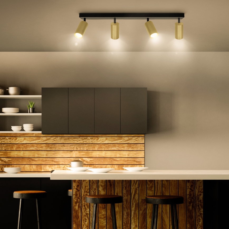 Brilagi - LED RGBW dimmbarer Einbaustrahler SELE GOLDEN 4xGU10/4,8W/230V 3000K schwarz/gold + Fernbedienung