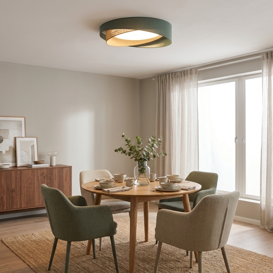 BRILAGI - LED-dimmbare Deckenleuchte VELVET TWIST LED/36W/230V 3000-6000K Ø 65 cm Wi-Fi Tuya Beacon grün/beige + Fernbedienung