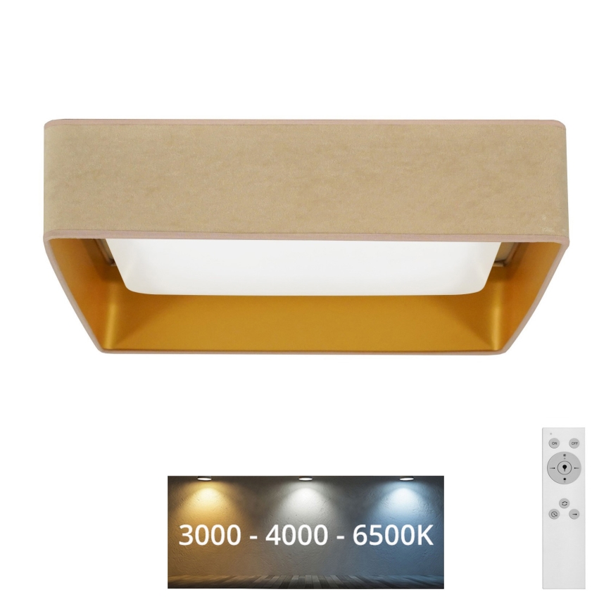 Brilagi - Dimmbare LED-Deckenleuchte VELVET SQUARE LED/24W/230V 3000/4000/6500K + Fernbedienung beige