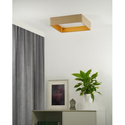 Brilagi - Dimmbare LED-Deckenleuchte VELVET SQUARE LED/24W/230V 3000/4000/6500K + Fernbedienung beige