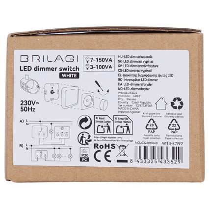 BRILAGI - Dimmer mit Rahmen 110W/230V weiß