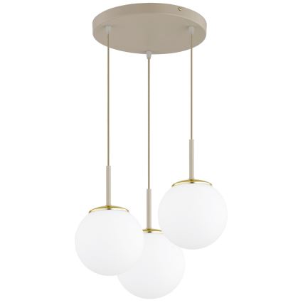 Brilagi - Dreiflammige Pendelleuchte an Kabeln 3xE27/60W/230V beige/gold
