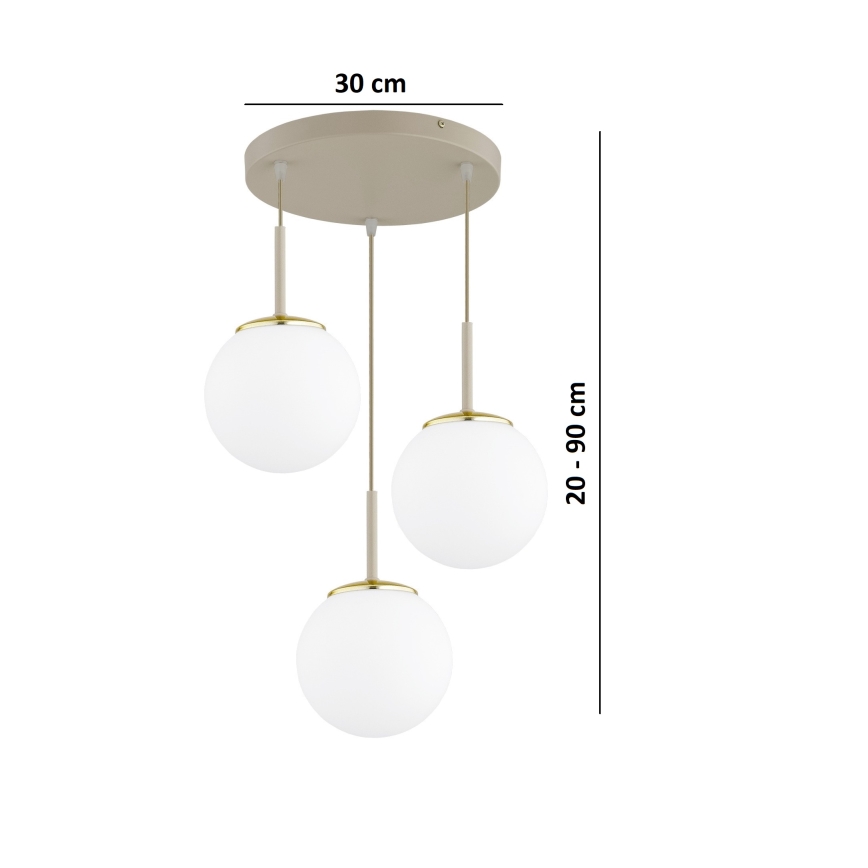 Brilagi - Dreiflammige Pendelleuchte an Kabeln 3xE27/60W/230V beige/gold