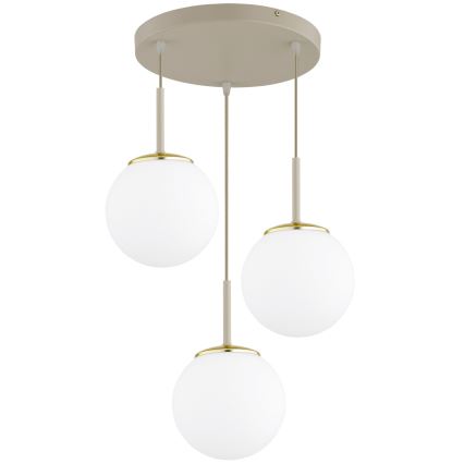 Brilagi - Dreiflammige Pendelleuchte an Kabeln MILO ECRU 3xE27/60W/230V beige/gold