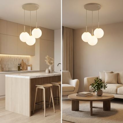 Brilagi - Dreiflammige Pendelleuchte an Kabeln MILO ECRU 3xE27/60W/230V beige/gold