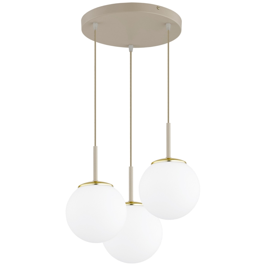 Brilagi - Dreiflammige Pendelleuchte an Kabeln MILO ECRU 3xE27/60W/230V beige/gold