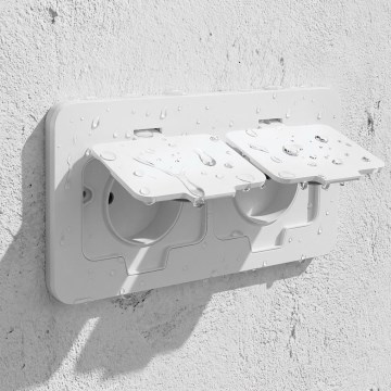 Brilagi – Einbau-Bodendose für den Außenbereich mit 2‑fach-Steckdose, IP55, weiß, rechteckig