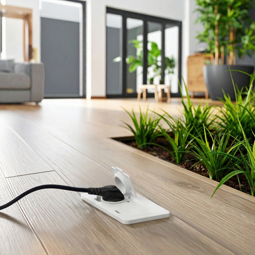 Brilagi – Einbau-Bodendose für den Außenbereich mit 2‑fach-Steckdose, IP55, weiß, rechteckig