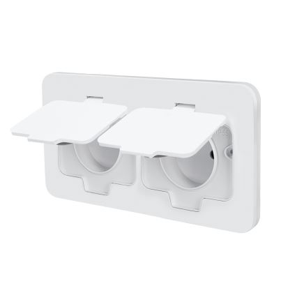 Brilagi – Einbau-Bodendose für den Außenbereich mit 2‑fach-Steckdose, IP55, weiß, rechteckig