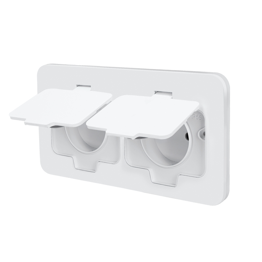 Brilagi – Einbau-Bodendose für den Außenbereich mit 2‑fach-Steckdose, IP55, weiß, rechteckig