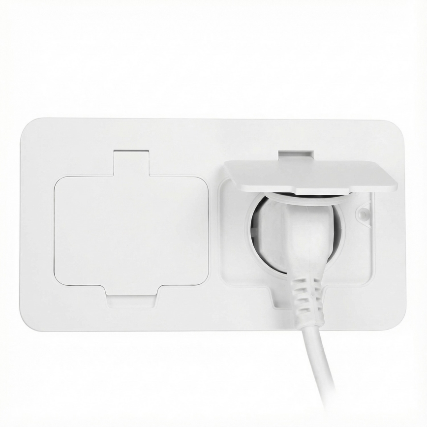 Brilagi – Einbau-Bodendose für den Außenbereich mit 2‑fach-Steckdose, IP55, weiß, rechteckig