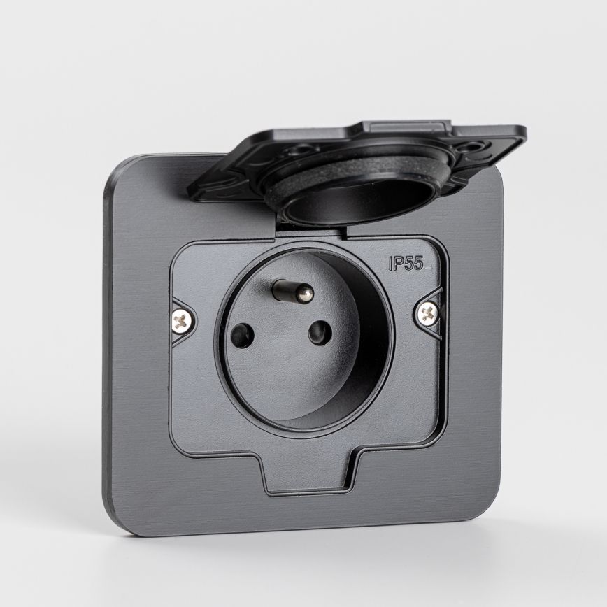 Brilagi - Einbau-Bodensteckdose für den Außenbereich IP55, schwarz, rechteckig