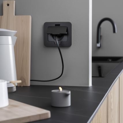 Brilagi - Einbau-Bodensteckdose für den Außenbereich IP55, schwarz, rechteckig