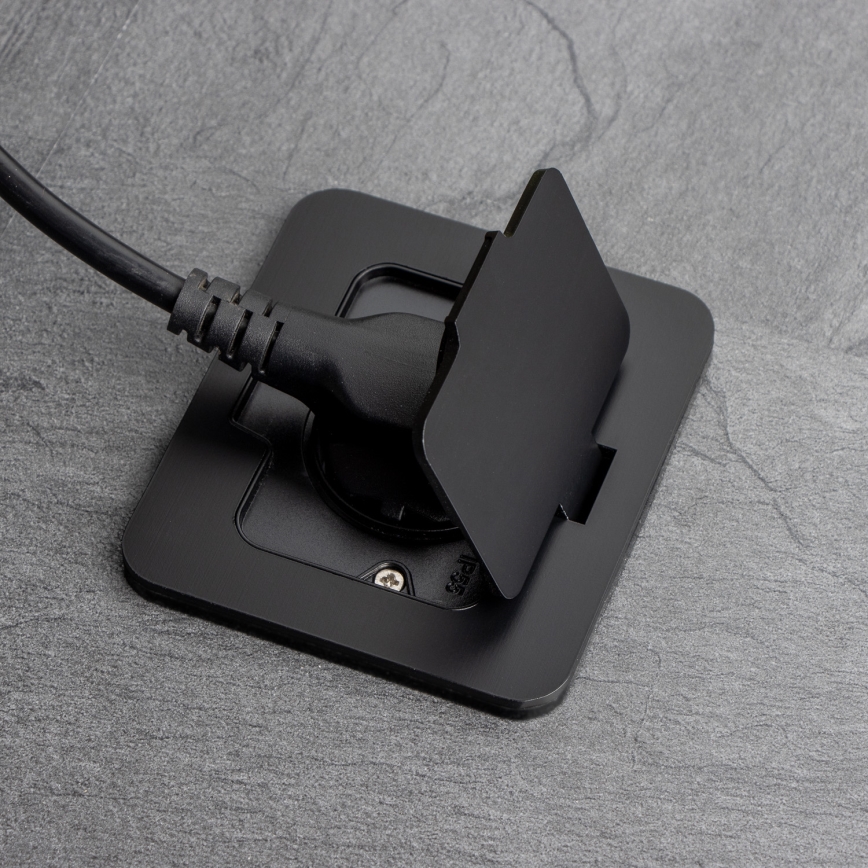 Brilagi - Einbau-Bodensteckdose für den Außenbereich IP55, schwarz, rechteckig