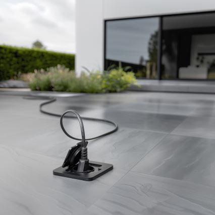 Brilagi - Einbau-Bodensteckdose für den Außenbereich IP55, schwarz, rechteckig