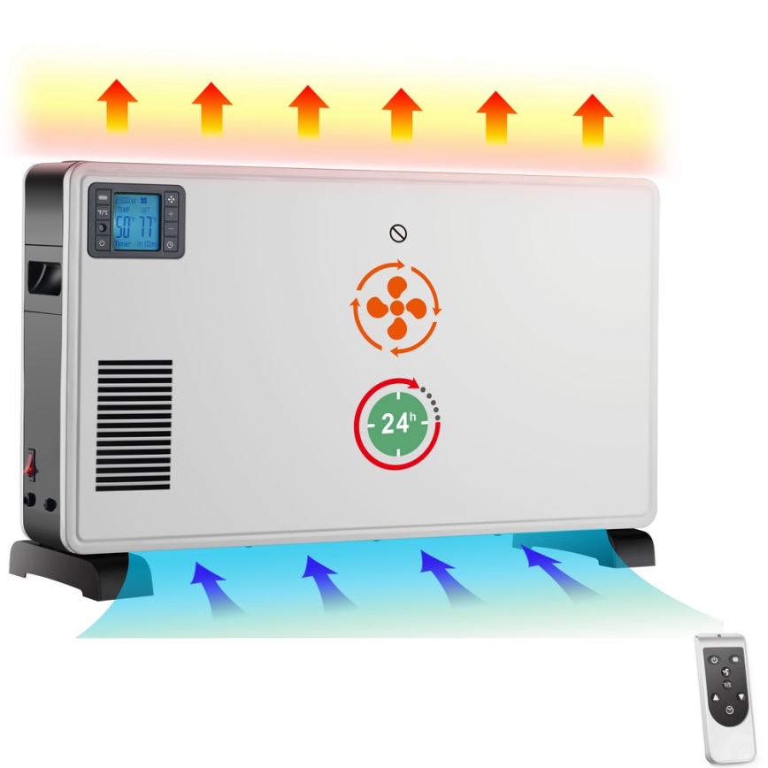 Brilagi – Elektrischer Heizkonvektor 1000/1300/2300W LCD/Timer/TURBO/Thermostat weiß + Fernbedienung